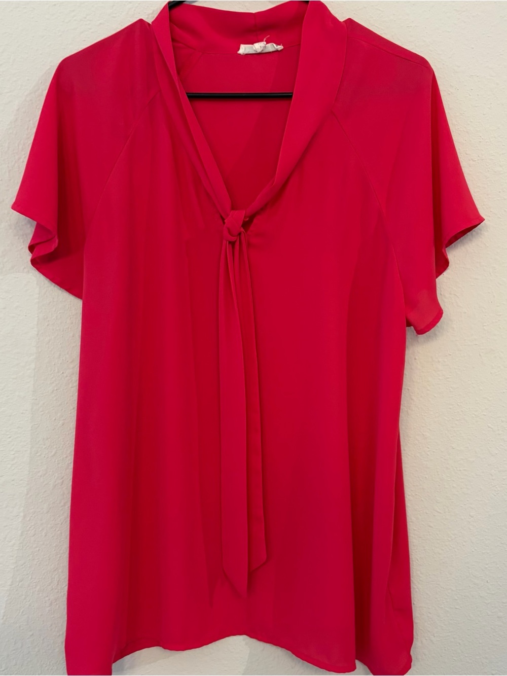 Women's Red Tie-Neck Blouse - Brand Unknown